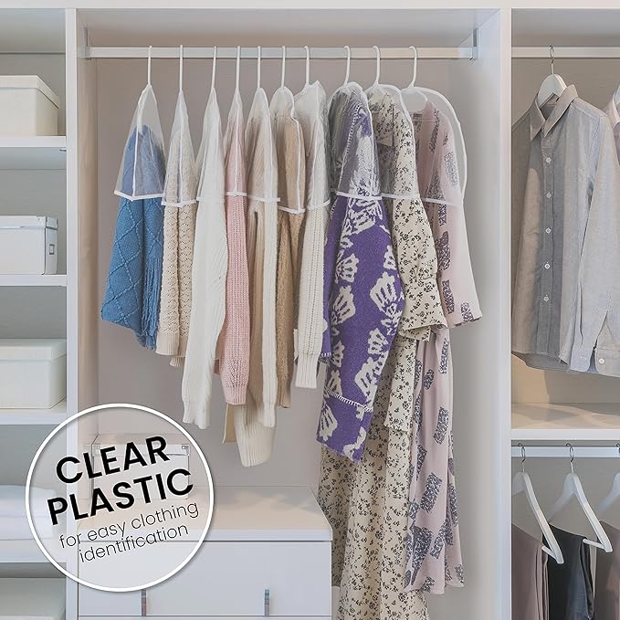 Handy Laundry Clear Vinyl Shoulder Covers - Set of 16 - Garment Protectors Keep your Suits, Dresses, Blouses, & Dust Free - Protect and Store your Clothing while they're In and Out of Season-NeatNest