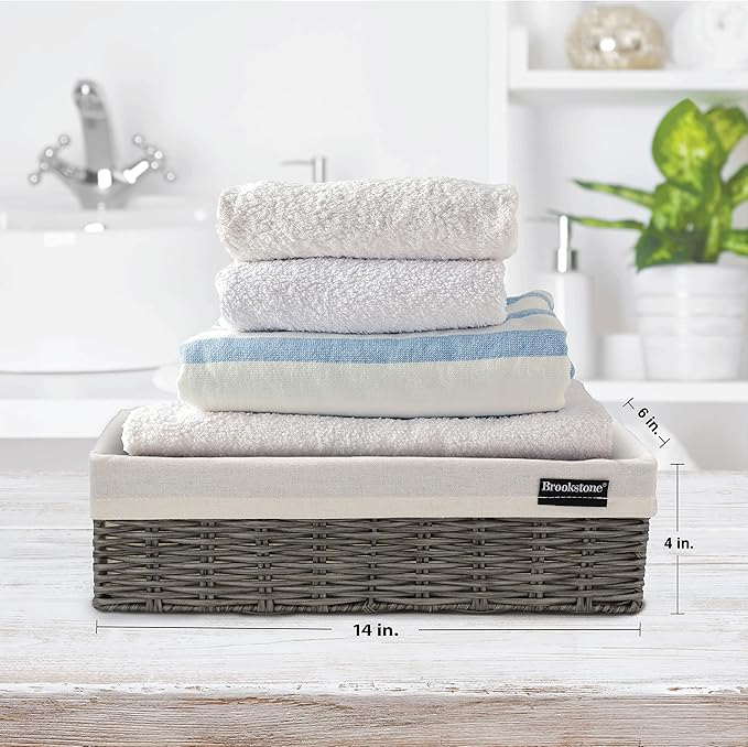 Brookstone Wicker Shelf Storage Basket Decorative Shelf Bin, bathroom organizers and storage, Boho Living Room Decor, Summer Storage 2025 - Single Basket-NeatNest