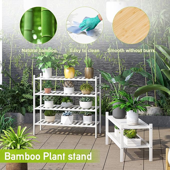 BMOSU 2-Tier Bamboo Shoe Rack Premium Stackable Shoe Shelf Storage Organizer for Hallway Closet Living Room Entryway Organizer(White Bamboo)-NeatNest