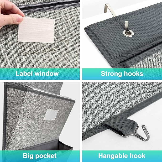 homyfort Over the Door Wall File Organizer, Hanging File Folders Organizer with 5 Large Pockets for Office and Back to School Supplies, Papers, Charts, Mails, Magazine Storage and Organization-NeatNest