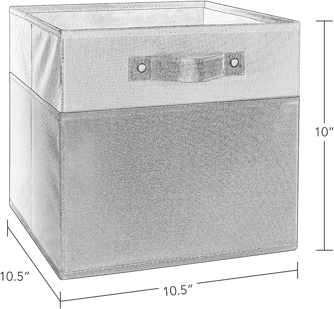 RiverRidge Kids storage bins - 10.5 Cube Storage Organizer with Handles – Taupe Two-Tone closet organizers and storage for Toys, Shoes & More - Fits Cabinets