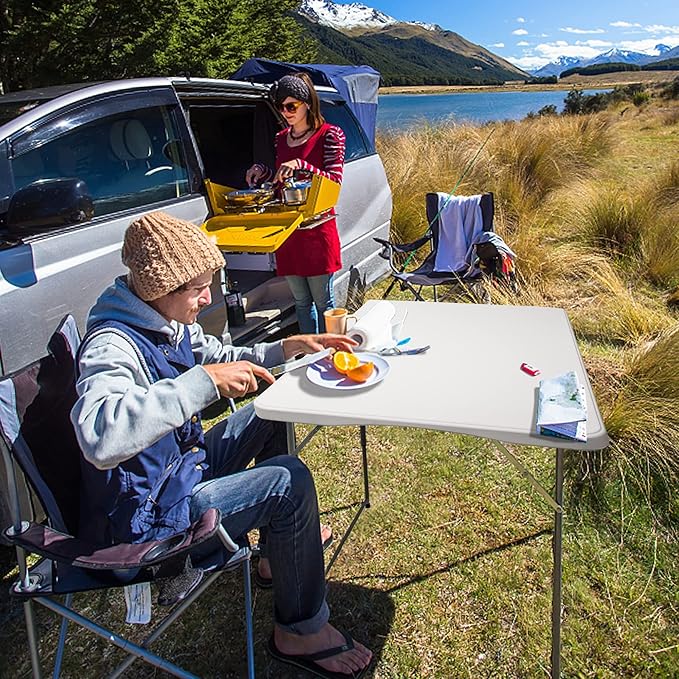 FORUP Folding Utility Table, 4ft Fold-in-Half Portable Plastic Picnic Party Dining Camp Table-NeatNest