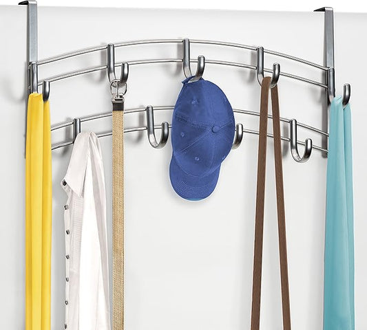 LYNK Professional® Home™ Over Door Hooks Rack - 9 Hook Over Door Hanger - Over Door Towel Rack - Hanging Towels or Clothes - Bathroom, Bedroom or Laundry Room - Lifetime Ltd. Warranty - Platinum