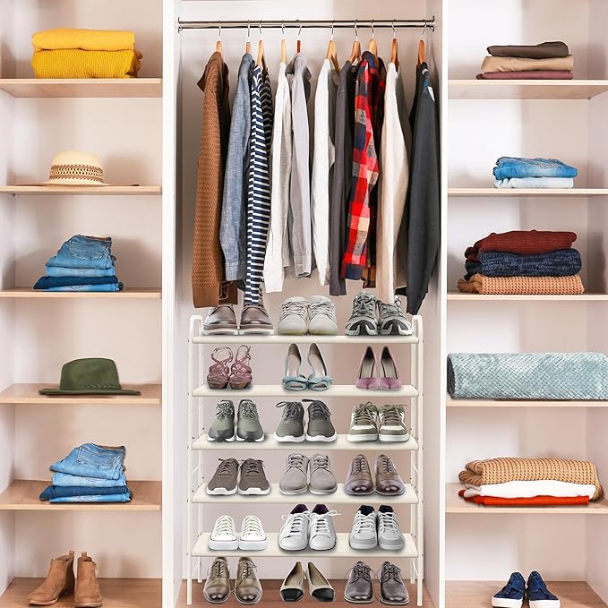 Simple Houseware 5-Tier Shoe Rack Storage Organizer, White-NeatNest