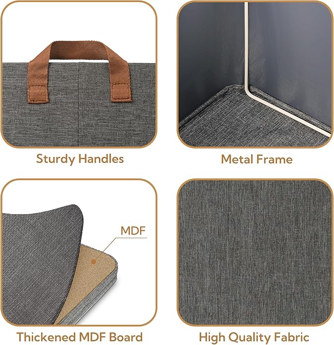 GRANNY SAYS Closet Storage Baskets, Collapsible Fabric Storage Bins with Metal Frame, Clothes Organizer Bins, Extra Large Baskets for Shelves, Dark Gray, 4-Pack-NeatNest