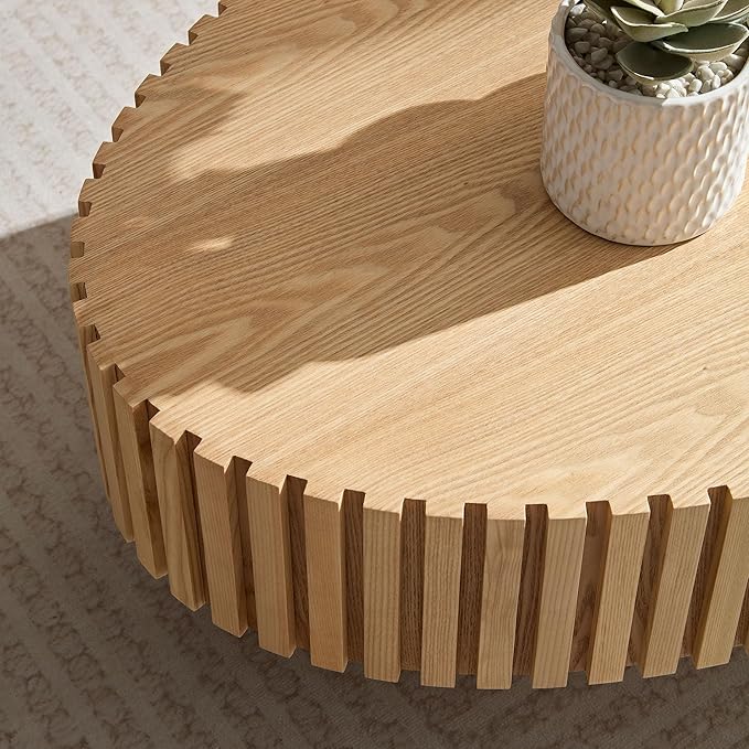 KEVINSPACE Coffee Table Oval 43.7" Wood Coffee Table for Living Room Farmhouse CoffeeTable Mid-Century CoffeeTable Modern Sofa SideTable Home Furniture Small Space Office Apartment Wood