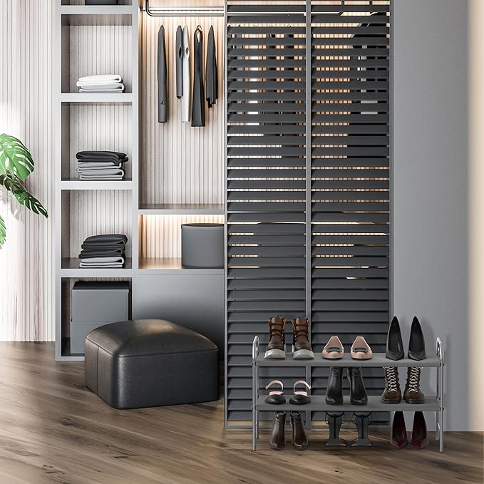Simple Houseware 2-Tier Shoe Rack Storage Organizer, Grey-NeatNest