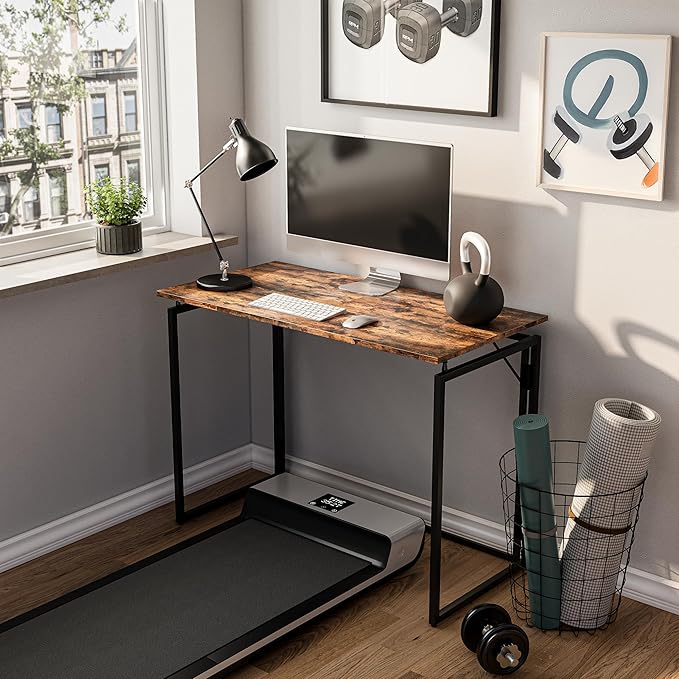 Folding Desk 40 Inch - No Assembly Small Foldable Desk for Small Space Minimalist, Space Saving Collapsible Compact Desks Portable Table for Craft, Writing, Study and Work-NeatNest