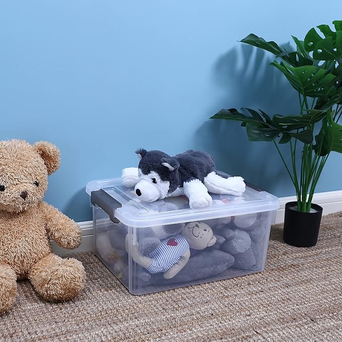 Citylife 17 QT Plastic Storage Bins with Latching Lids Stackable Storage Containers for Organizing Large Clear Storage Box for Garage, Closet, Kitchen, 8 Packs-NeatNest