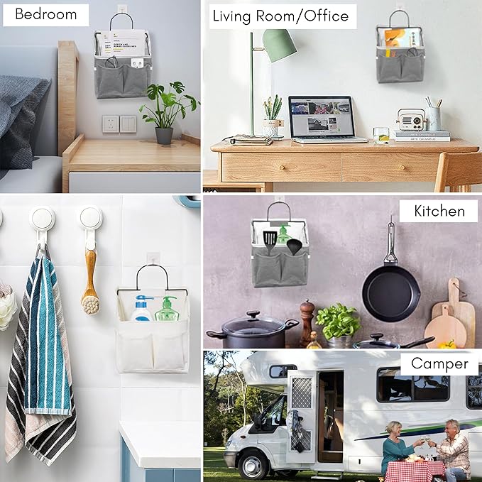 1pcs Small Wall Hanging Baskets for Organizing, Hanging Storage Bag as Over the Door Organizer, Wall File Organizer, Rv Storage and Organization. For Bedroom, Office, Camper (1pcs Gray)-NeatNest