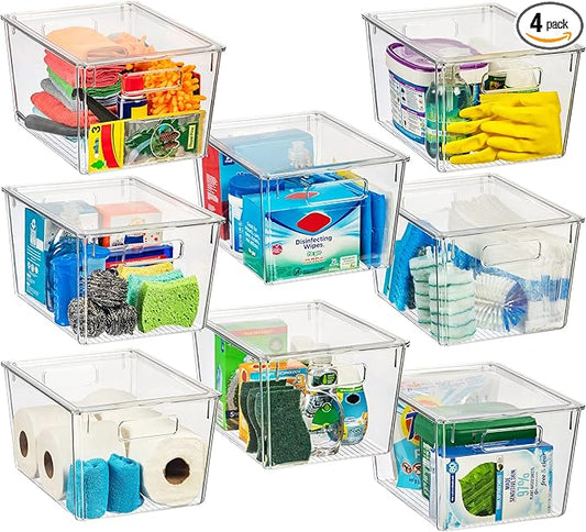 ClearSpace Plastic Storage Bins with Lids X-Large – Perfect Kitchen Organization, Desk Organizer or Pantry Storage – Desktop Organizer, Pantry Organization and Storage Bins, Cabinet Organizers-NeatNest