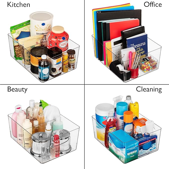 ClearSpace Plastic Storage Bins with Divider – Perfect Kitchen Organization or Pantry Storage – Fridge Organizer, Pantry Organization and Storage Bins, Cabinet Organizers, 2 Pack-NeatNest