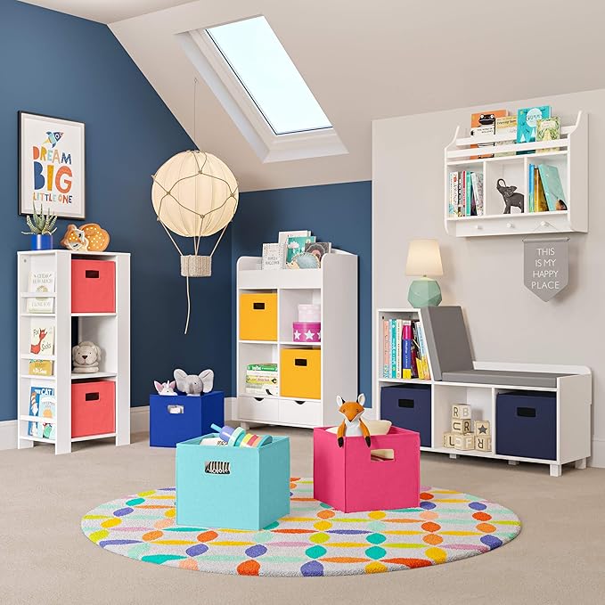RiverRidge Folding Storage Bins with Handles Navy Cube Storage Organizer for Closet, Bedroom & Playroom - Closet Organizers and Storage Set of 4-NeatNest