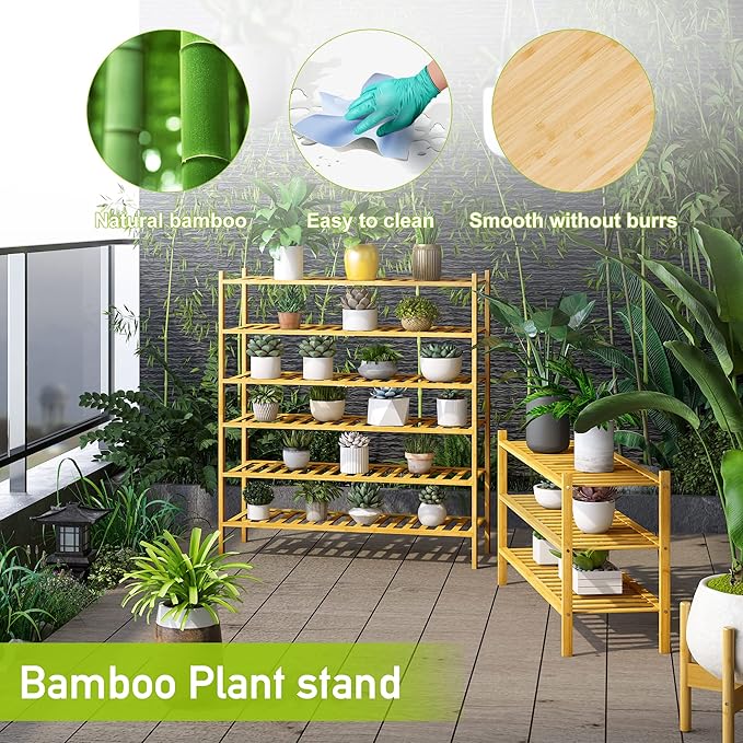 BMOSU 6-Tier Bamboo Extended Shoe Rack Premium Stackable Shoe Shelf Storage Organizer for Hallway Closet Living Room Entryway Organizer (Natural Bamboo)-NeatNest