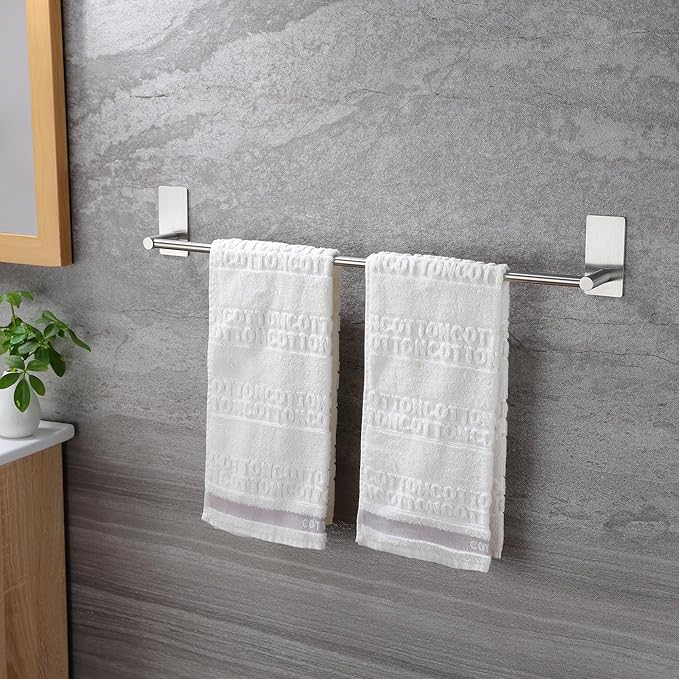 Taozun Towel Bar - 24 Inch Self Adhesive Towel Holder, Hand Towel Rack Stick on Wall, SUS 304 Stainless Steel Bathroom Hardware Accessory