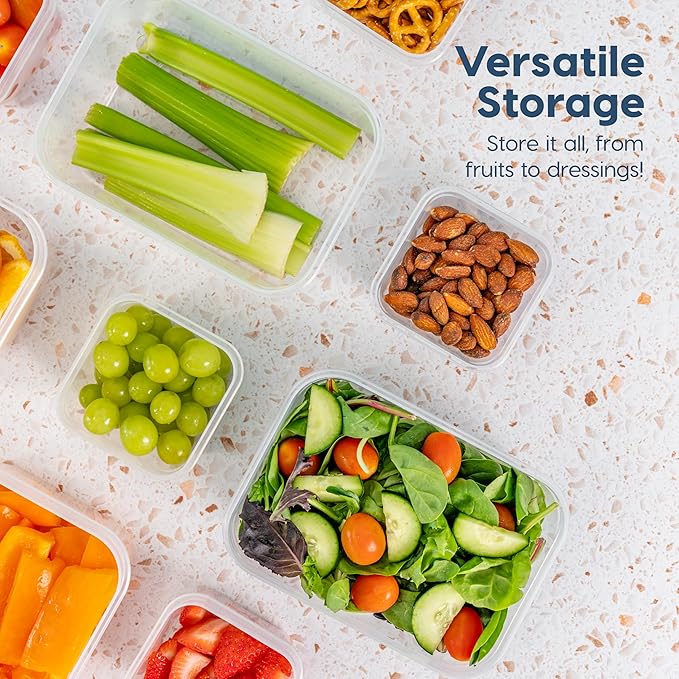 IRIS USA Meal Prep Containers, 44 Piece, 12oz + 45oz Combo Set, 22 Food Containers With Lids, To Go Take Out Plastic Food Storage, Food Prep Lunch Snack, Microwave Dishwasher Freezer Safe, BPA Free