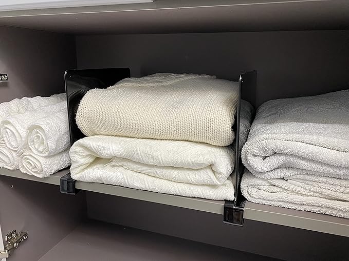 CY craft Acrylic Shelf Dividers for Closets,Wood Shelf Dividers, 2 PCS Black Shelf Separators,Perfect for Clothes Organizer and Bedroom Kitchen Cabinets Shelf Storage and Organization-NeatNest