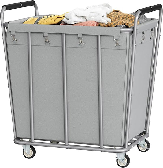 Hoctieon Large Laundry Cart with Wheels, 400L Heavy Duty Laundry Basket Organizer, Rolling Hamper Sorter for Clothes Storage, Industrial Dirty Clothes Hamper for Home & Hotel, Gray-NeatNest