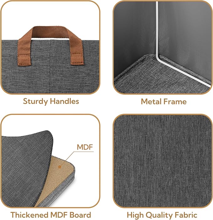 GRANNY SAYS Storage Baskets for Shelves, Closet Organizer Bins, Clothes Storage Bins with Metal Frame, Large Baskets for Organizing and Storage, Collapsible, Dark Gray, 2-Pack-NeatNest