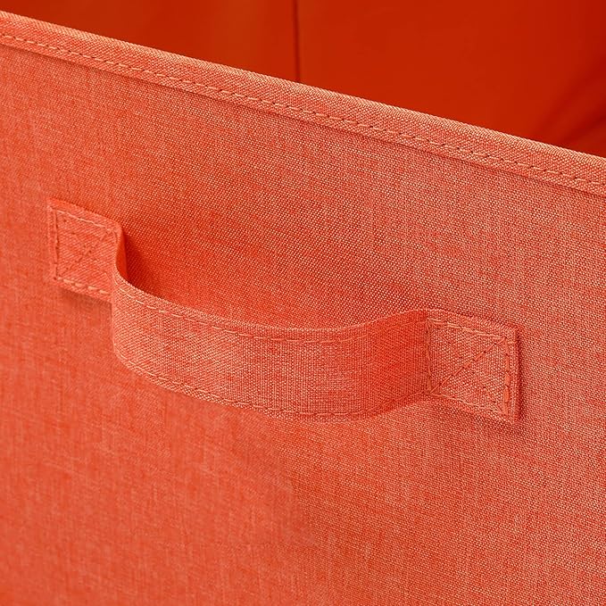 HOONEX Storage Bins with Lids for Organizing, Pack of 2, Storage Boxes with 2 Carrying Handles and Sturdy Heavy Cardboard, 16.5" L x 11.8" W x 7.5" H for Shoes, Books, Clothes, Nursery, Orange-NeatNest