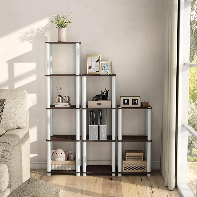 HOMES: Inside + Out Apexa Modern 4-Tier Narrow Shelving Units, Collectibles Display Shelves, Easy Assembly Standing Shelf, Home Storage Organizer for Living Room, Bedroom, Office, Espresso