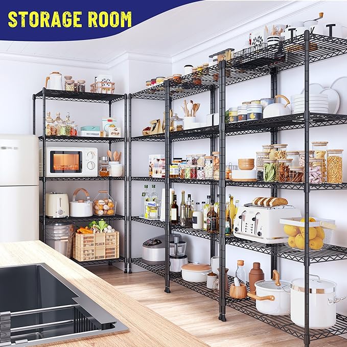 1010LBS Storage Shelves Adjustable Metal shelving Unit 5 Tier Wire Shelving, Pantry Shelves Sturdy Steel Wire Shelf for Laundry Bathroom Kitchen Pantry Closet, 13.8"D x 22.4"W x 60"H, 3PCS