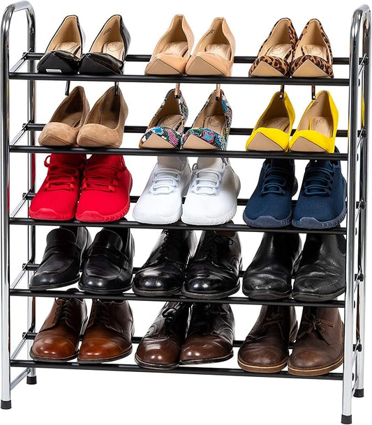 IRIS USA 5-Tier Shoe Rack, Up to 15 Pairs, Shoe Organizer for Closet Entryway Small Space, Shoe Storage Shelf, Tall Metal Shoe Rack, Shoe Stand, High-Heels, Boots