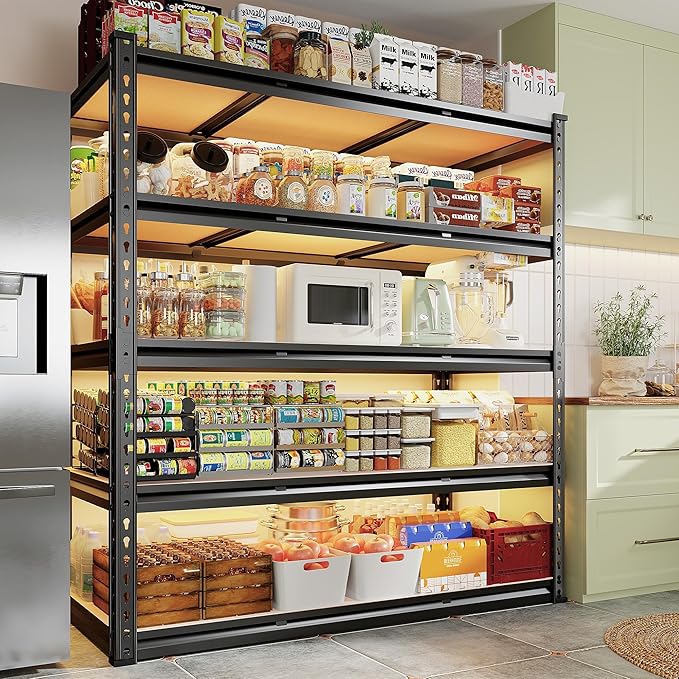 REIBII 48" W Garage Shelving Heavy Duty, 3000LBS Storage Shelves, 5-Tier Adjustable Metal Shelving, Garage Shelves Sturdy Industrial Shelf, Easy Assemble, 72" H x 48" W x 18" D-NeatNest