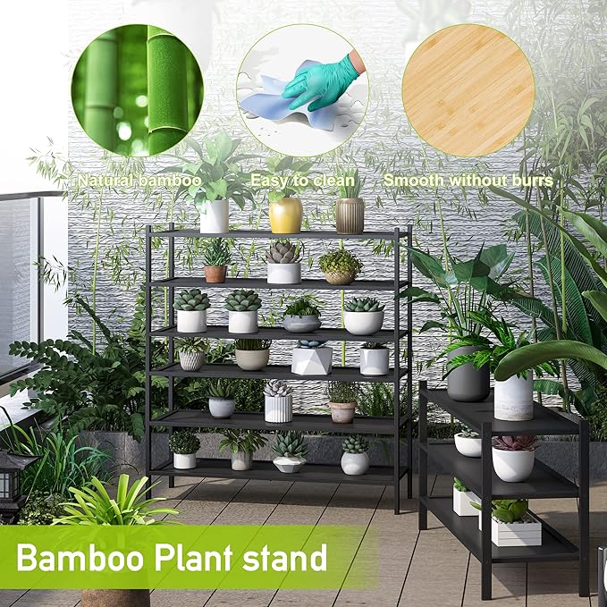 BMOSU 3-Tier Bamboo Extended Shoe Rack Premium Stackable Shoe Shelf Storage Organizer for Hallway Closet Living Room Entryway Organizer(Black)-NeatNest