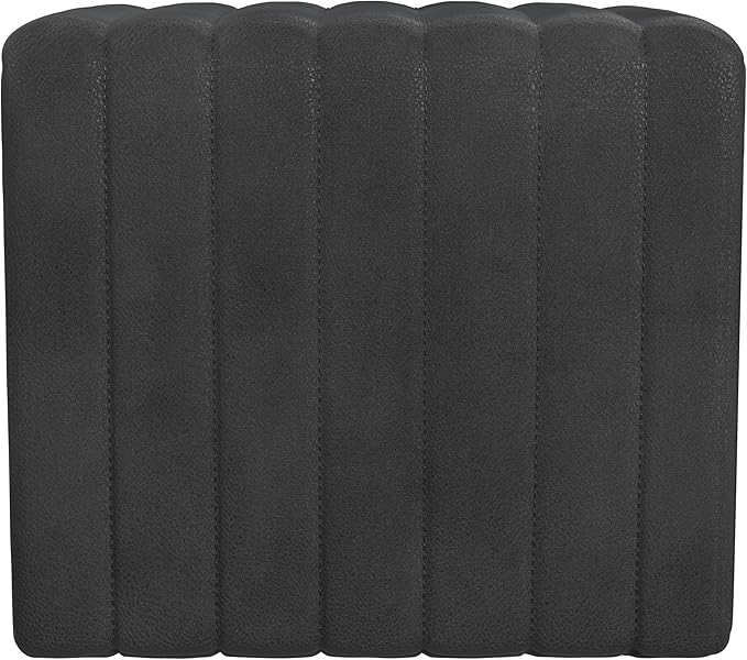 HomePop Modern Channel Tufted Faux Leather Ottoman Home Décor|Ottoman for Living Room & Bedroom - Black Faux Leather