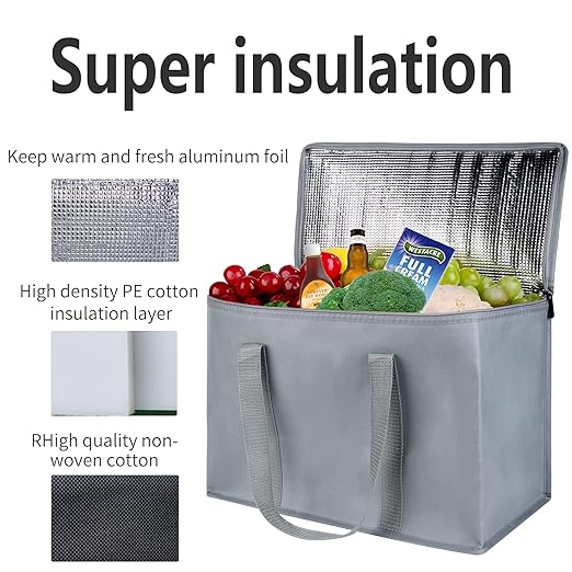 Insulated Car Trunk Organizer, Storage Collapsible Multi Compartment Car Organizer, SUV Trunk Organizer, Non Slip Bottom, Adjustable Securing Straps, Foldable Cover Grocery Shopping Bags,-NeatNest