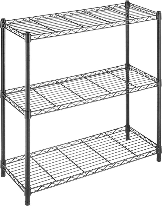 Whitmor 3 Tier Shelving Unit, Metal Storage Shelves, 400 lbs Capacity per Shelf, 1200 lbs Total, Adjustable Heavy Duty Shelf, Easy Assembly for Kitchen, Garage, Plant, 36"L x 14"W x 36"H, Black-NeatNest