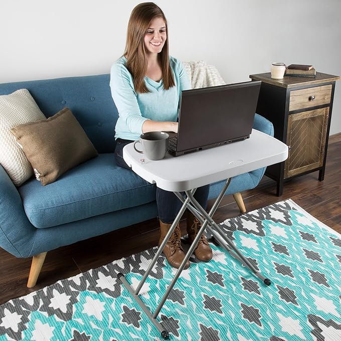 Everyday Home Folding Table - Lightweight Portable Folding Desk - Small Plastic Table for TV Tray, Playing Cards, and Craft Room (White)-NeatNest