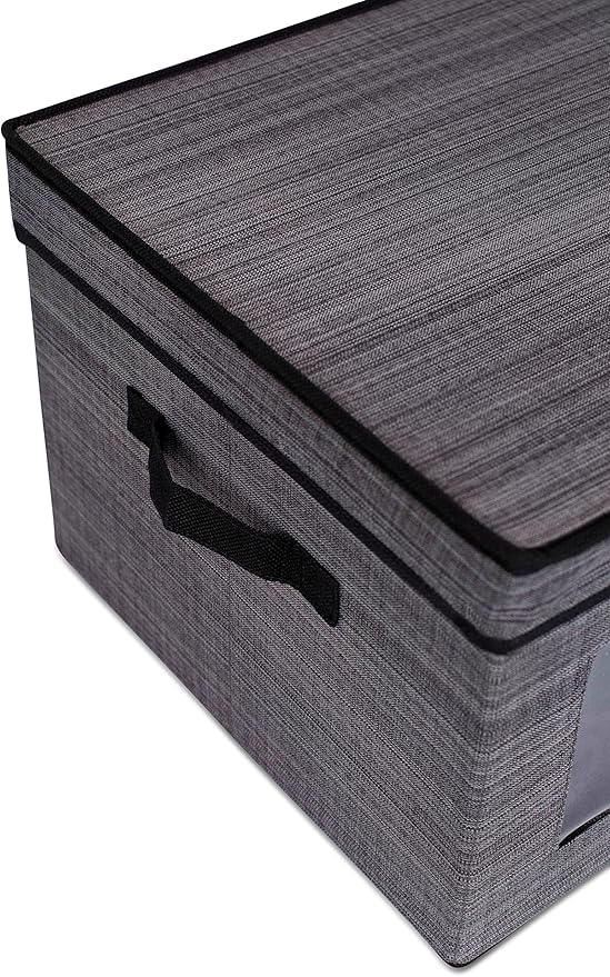 Internet's Best Storage Box with Window - Durable Storage Bin Basket Containers with Lids and Handles - Clothes Nursery Toys Organizer - Grey-NeatNest