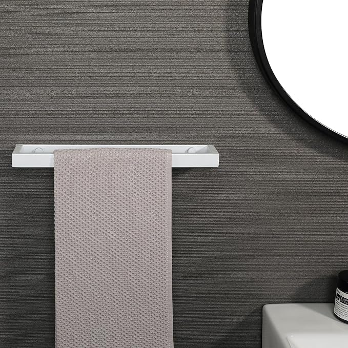 Alise Bath Towel Bar,Wall Mount Towel Holder Towel Rack Towel Hanger for Bathroom Lavatory,12 Inch SUS304 Stainless Steel Towel Rail,White Finish GJF030-W