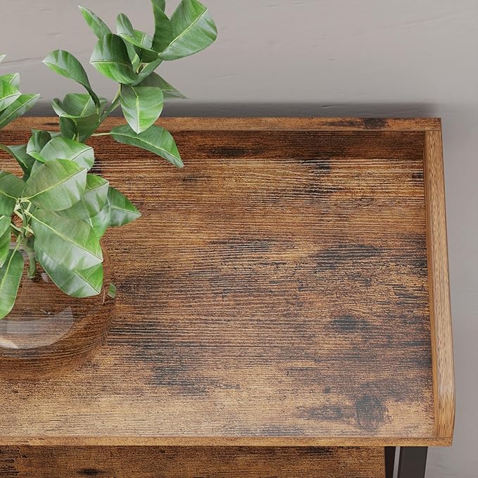 IRONCK Console Table, Sofa Table with Power Outlet, Farmhouse Hallway Table for Entryway, Living Room, Height Adjustable, Easy Assembly, Rustic Brown, 43"-NeatNest