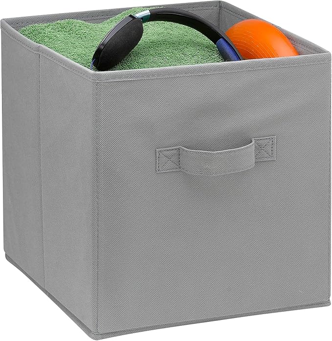 Handy Laundry Foldable Cube Storage Bins - 6 Pack - Decorative Fabric Storage Cubes are Collapsible & Great Organizer for Shelf, Closet or Underbed. Convenient for Clothes or Kids Toy Storage (Grey)-NeatNest