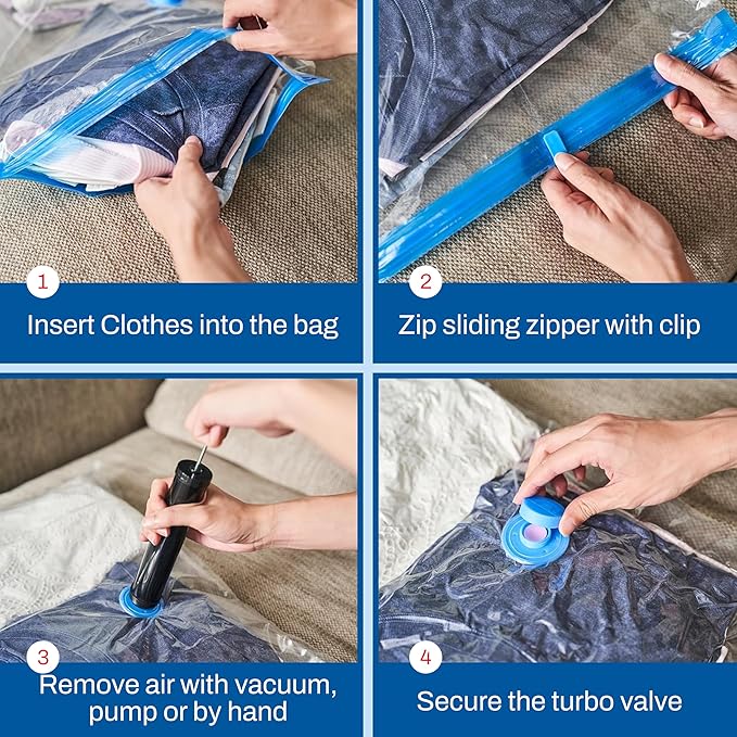 10 Pack Variety Vacuum Storage Bags for Comforters, Blankets & Clothes – Vacuum Sealed Compression Bags with Electric Pump – Space Saver Storage Bags for Bedding, Travel & Organization (4M, 3L, 3XL)-NeatNest