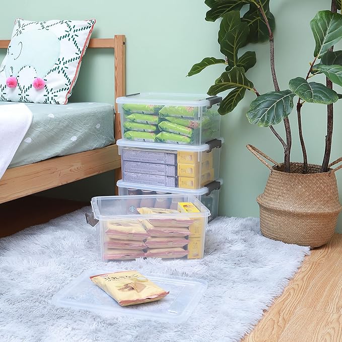 Citylife 17 QT Plastic Storage Bins with Latching Lids Stackable Storage Containers for Organizing Large Clear Storage Box for Garage, Closet, Kitchen, 8 Packs-NeatNest