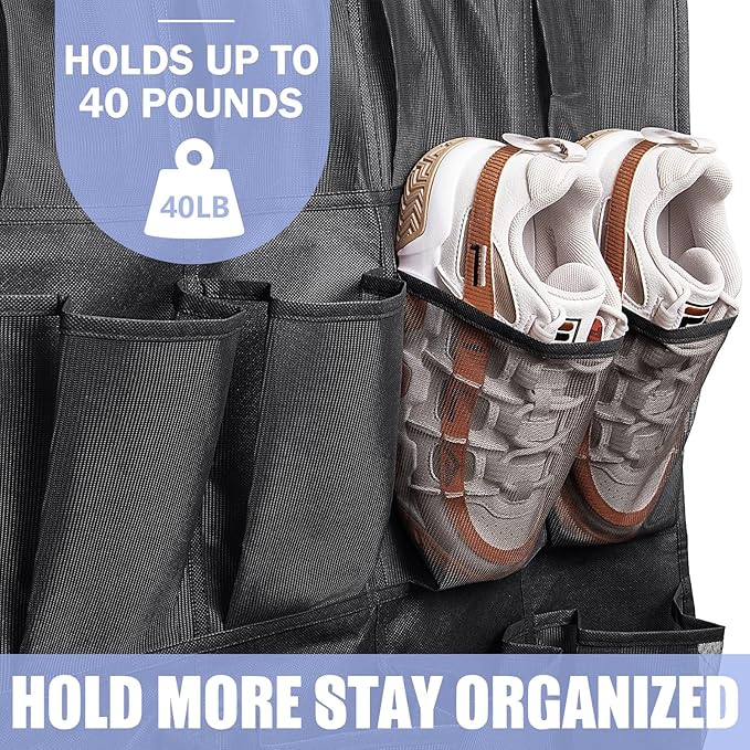Tiblue Over The Door Shoe Organizers 35 Mesh Pockets Hanging Shoe Organizer Shoe Rack For Closet Entryway Bedroom Bathroom Pantry Shoe Holder, Men Sneakers, Women High Heeled Shoes, Flip Flops Black-NeatNest