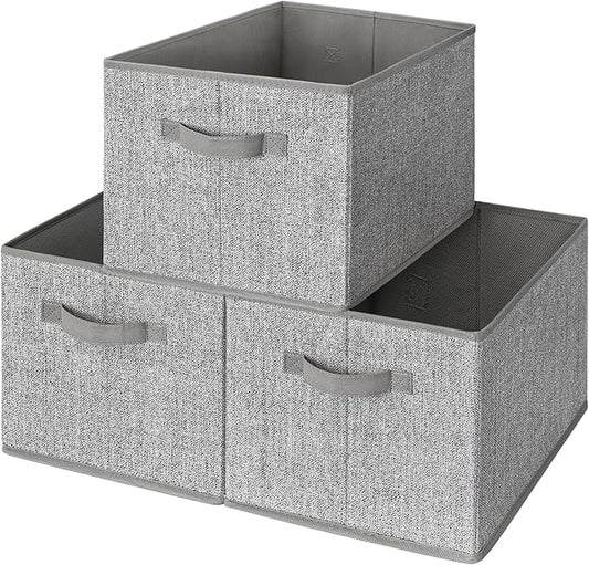 GRANNY SAYS Jumbo Closet Storage Bins, Storage Baskets for Organizing, Fabric Storage Bins with Handles, Clothing Storage Containers for Organization Wardrobe, Gray, Extra Large, 3-Pack