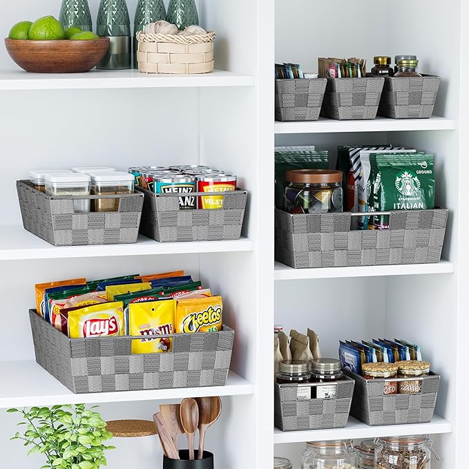 Baskets For Organizing Set Of 9 Dark Grey - Storage Baskets For Shelves - Perfect Closet Organizer Bins, Bathroom Basket, and Pantry Basket - Small Storage Bins For Shelves - Bin For Organization-NeatNest