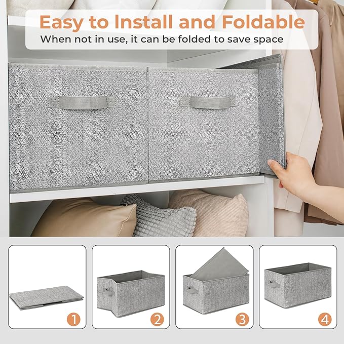 GRANNY SAYS Jumbo Closet Storage Bins, Storage Baskets for Organizing, Fabric Storage Bins with Handles, Clothing Storage Containers for Organization Wardrobe, Gray, Extra Large, 3-Pack