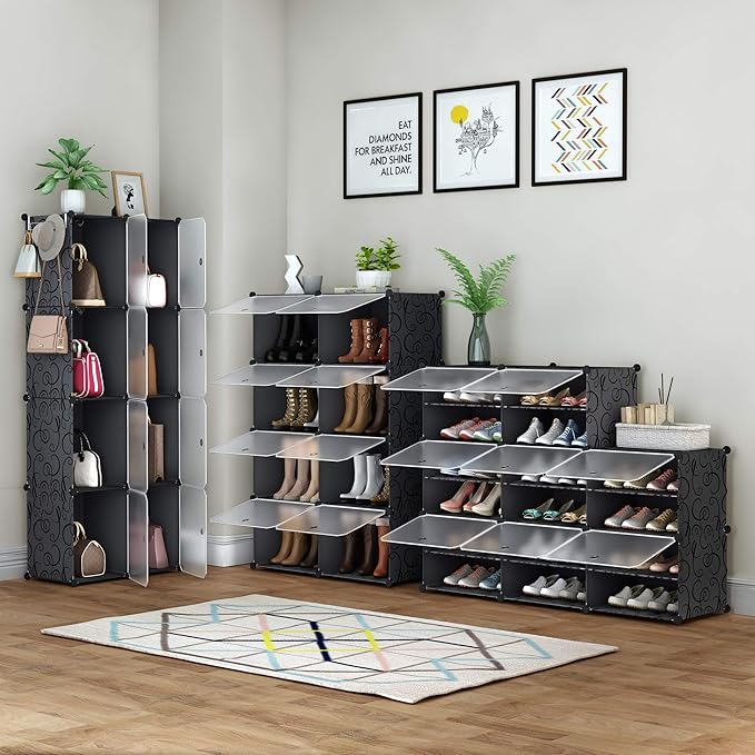 HOMIDEC Shoe Rack, 8 Tier Shoe Storage Cabinet 32 Pair Plastic Shoe Shelves Organizer for Closet Hallway Bedroom Entryway-NeatNest