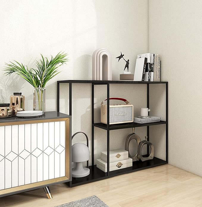 HDANI Console Table, Narrow Entryway Table, 3 Tier Metal Hallway Table, 11.8''Dx39.4''Wx31.5''H(Black)-NeatNest