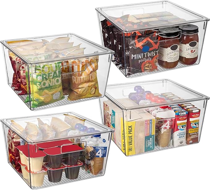 CLEARSPACE Plastic Storage Bins with Lids XL – Perfect Kitchen Organization or Pantry Storage – Fridge Organizer, Pantry Organization and Storage Bins, Cabinet Organizers-NeatNest