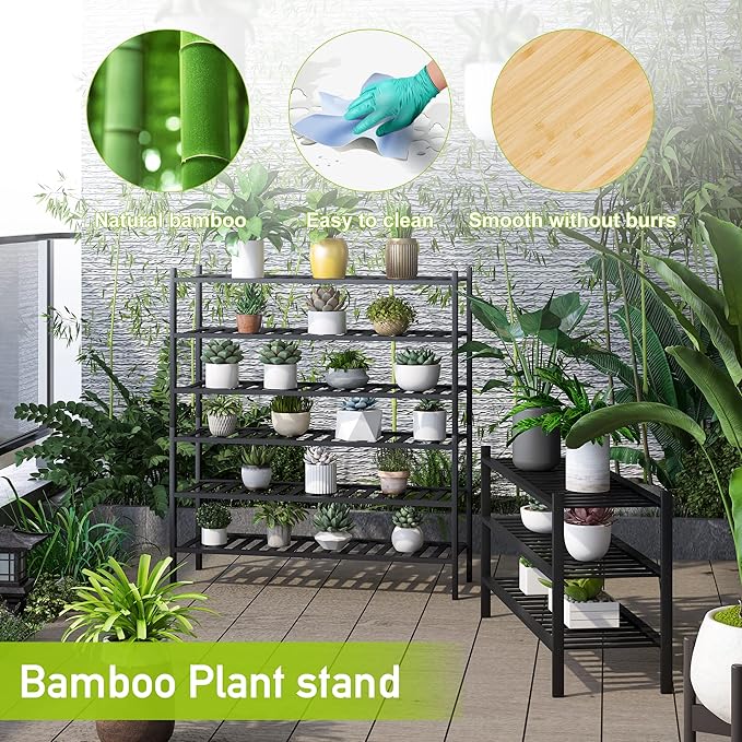 BMOSU 3-Tier Bamboo Extended Shoe Rack Premium Stackable Shoe Shelf Storage Organizer for Hallway Closet Living Room Entryway Organizer (Black Bamboo)-NeatNest