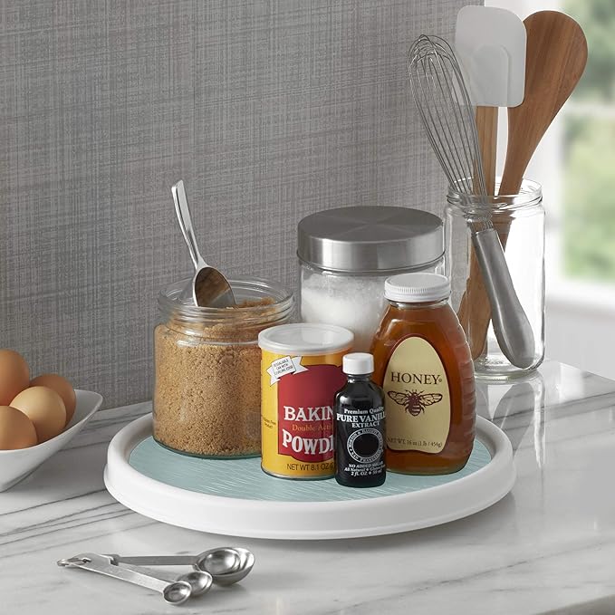 Copco Basics Non-Skid Pantry Cabinet Lazy Susan Turntable, 12-Inch, White (Pack of 2)-NeatNest