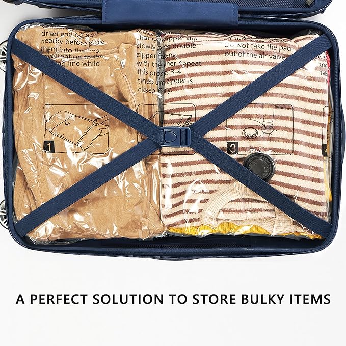 Vacuum Storage Bags 8 Combo, (2 Jumbo, 2 Large, 2 Medium, 2 Small) Space Saver Bags with Travel Hand Pump, Compression Airtight Sealer Bags for Clothes, Pillows, Comforters, Blankets-NeatNest