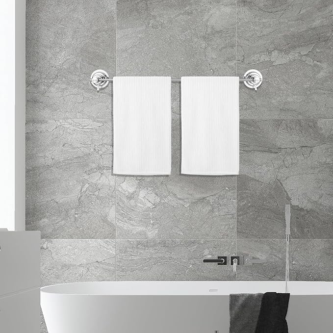 BOPai Extendable Suction Cup Towel Bar 17-28.5", Removeable Shower Door Mat Rod, Chrome-NeatNest